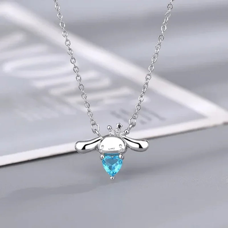 Kawaii Hello Kitty Sanrio Anime Crystal Pendant Necklaces Ladies Girl Simple White Zircon Elegant Necklace Women Jewelry Gift