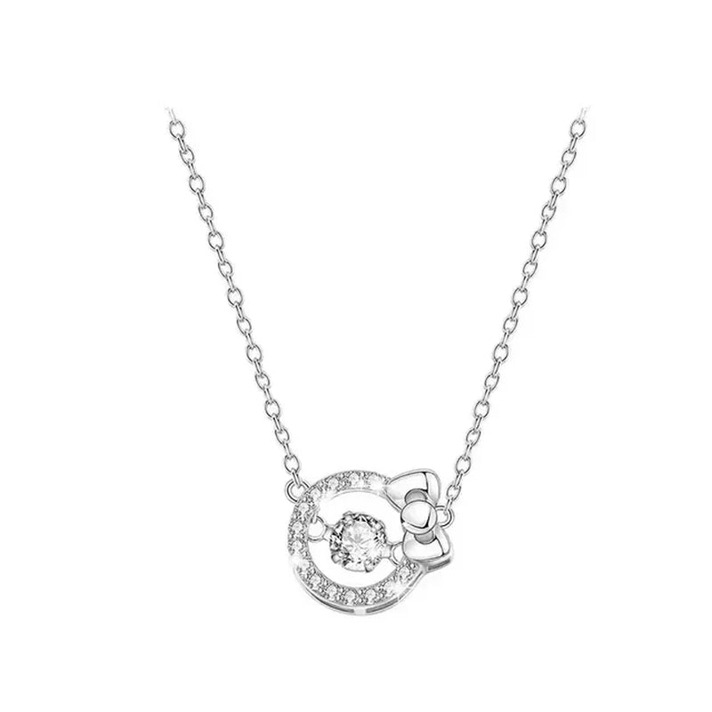 Kawaii Hello Kitty Sanrio Anime Crystal Pendant Necklaces Ladies Girl Simple White Zircon Elegant Necklace Women Jewelry Gift