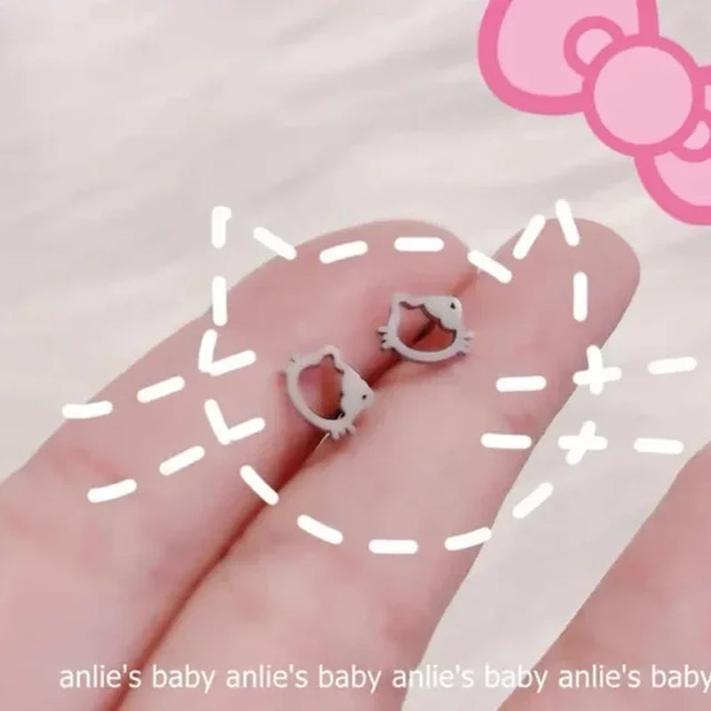 Kawaii Hello Kitty Sanrio Anime Crystal Pendant Necklaces Ladies Girl Simple White Zircon Elegant Necklace Women Jewelry Gift