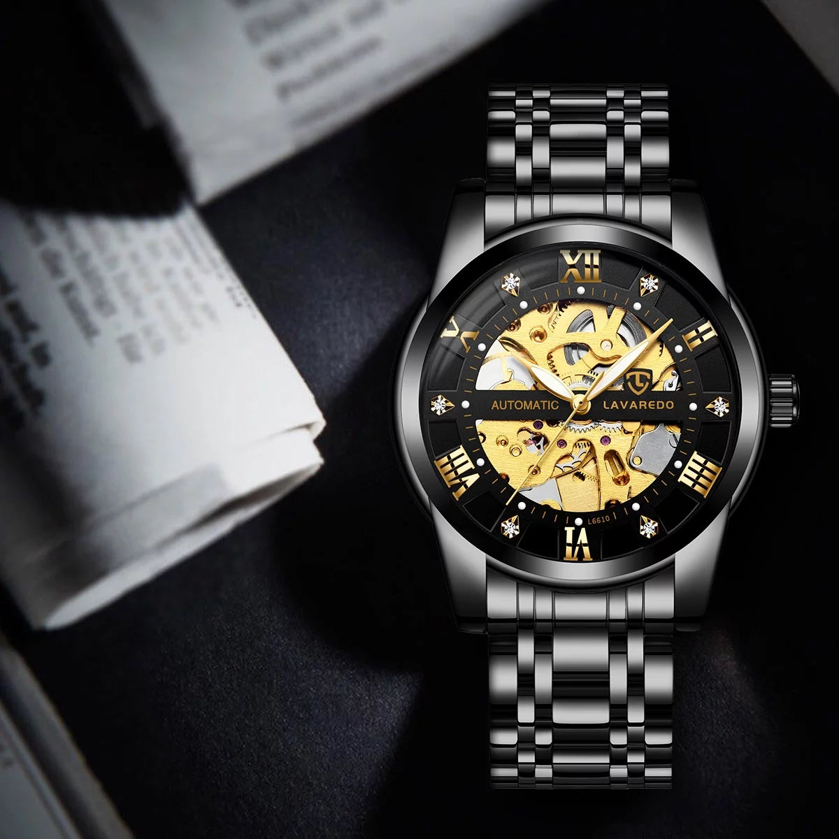 A Men'S Watch Automatic Mechanical Watches Self Winding Diamond Dial Stainess Steel Watches Business Watches Valentine'S Day Gift for Men