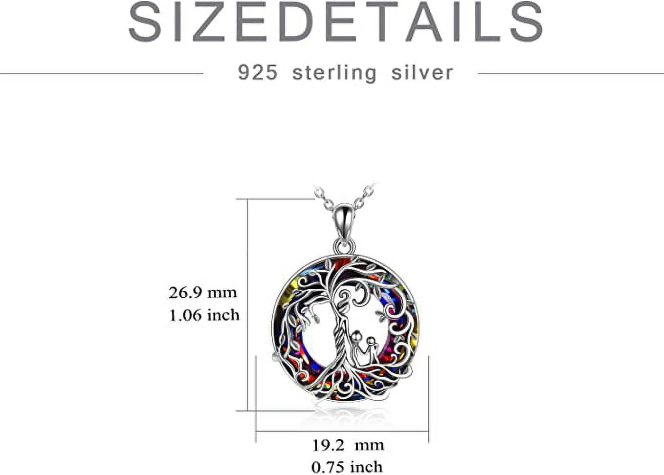 Mothers Day Gifts for Mom Sterling Silver Mother and 2 Children Family Tree of Life Pendant Necklace with Purple Crystal Jewelry Gifts for Women Mom Wife New Mom Birthday Anniversary