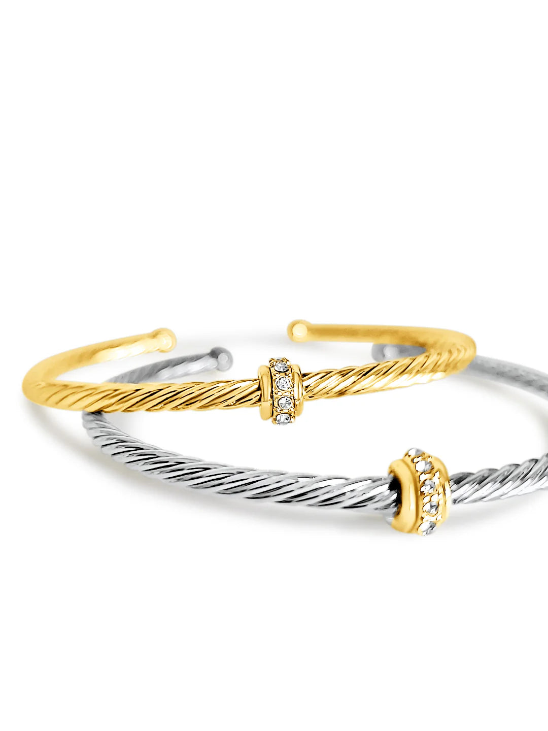 Dainty Cable Bangle Gold, Silver