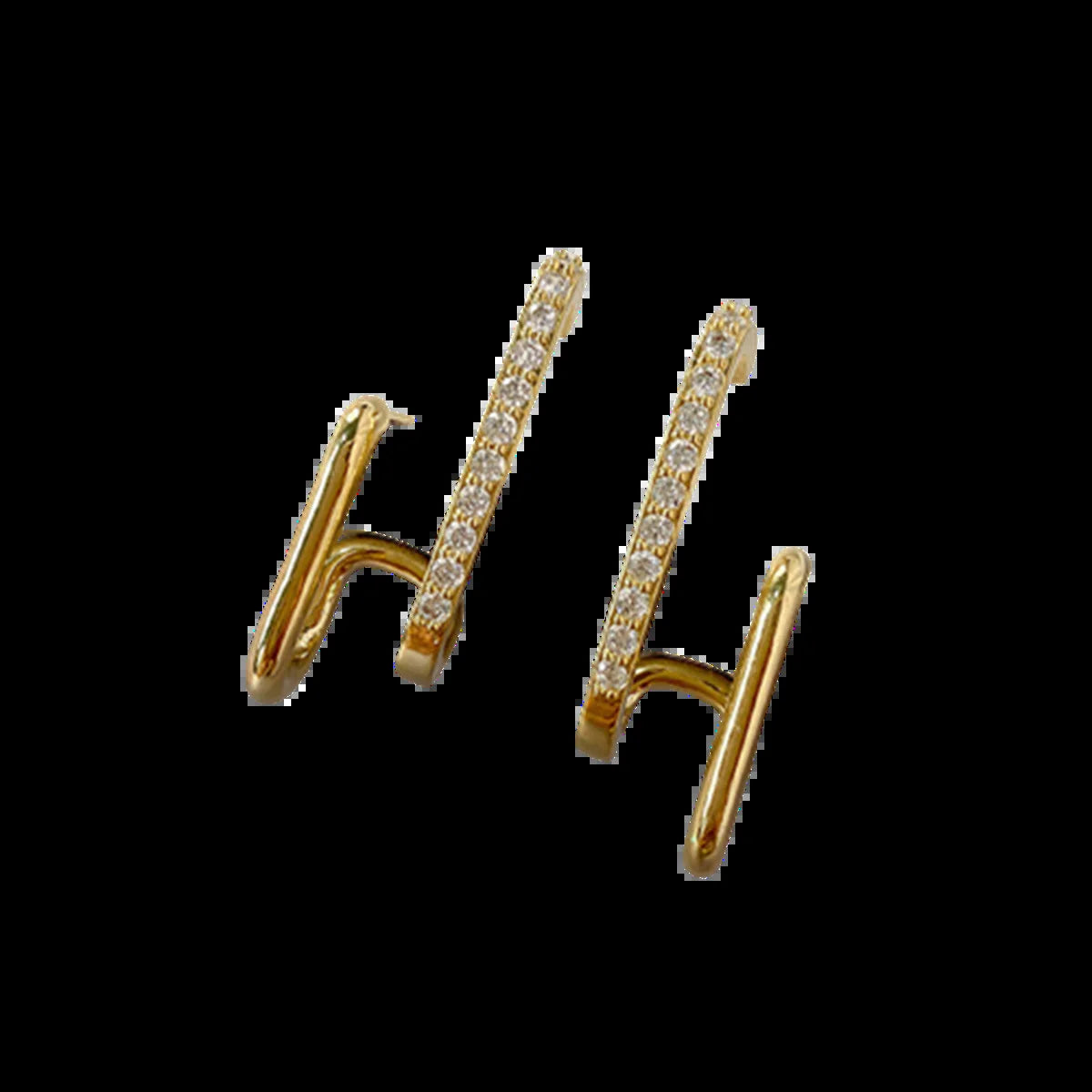 New Design Irregular U-Shaped Gold Color Earrings for Women Korean Luxury Crystal Earring Girl Wedding Party Jewelry Accessories