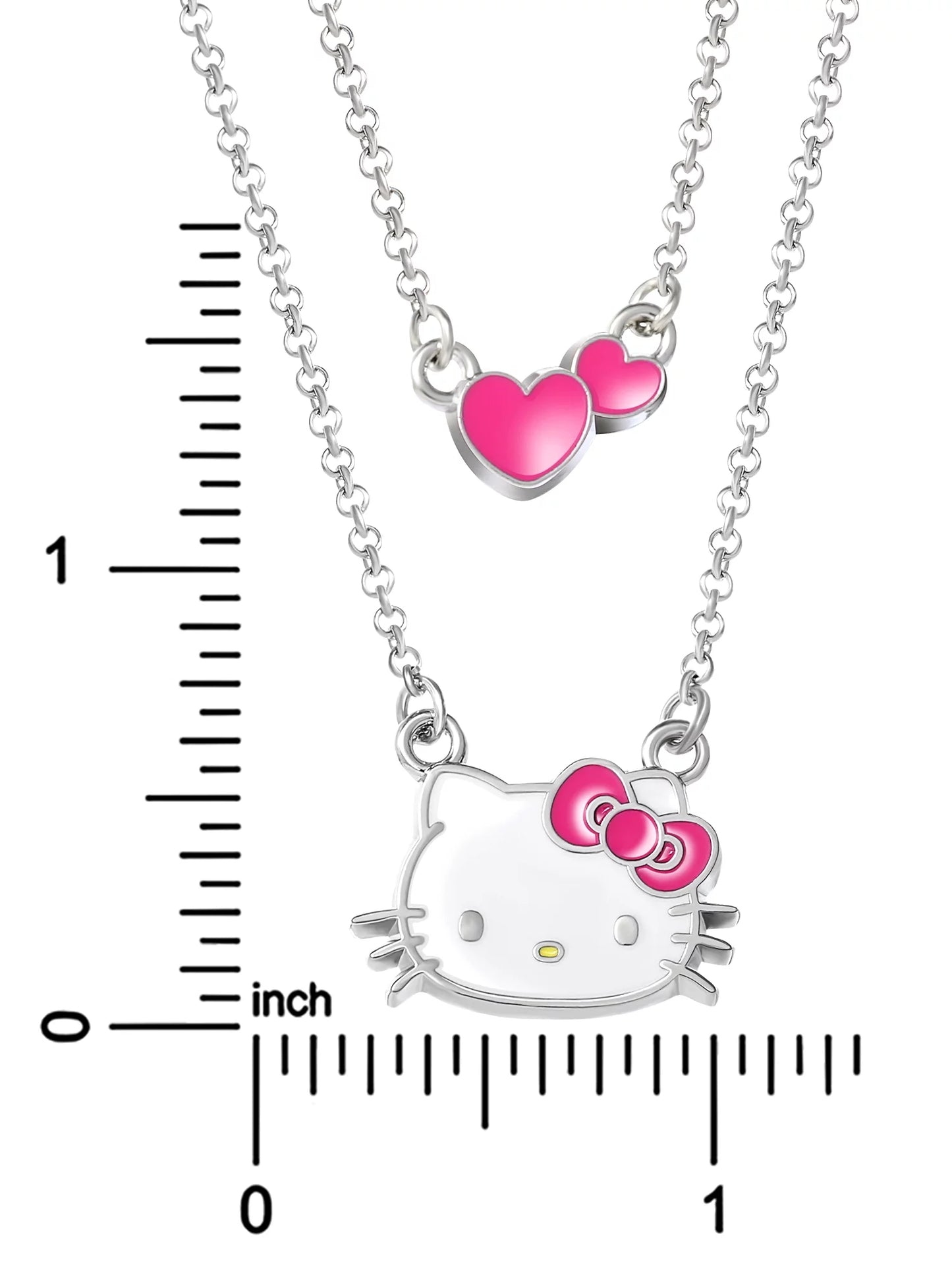 Girl'S, Enamel Hearts Double Necklace Set