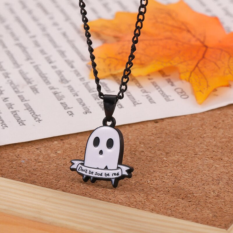 Cartoon Cute Pendent Necklace Ghost Boo Decorative Necklaces Halloween Party Clothes Jewelry Necklace Accessories for Friends