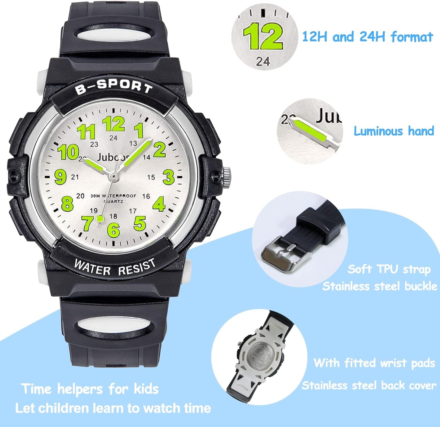 Kids Analog Watch, Kids Waterproof Quartz Watch for 5-18 Years Old Boys Girls Time Teaching Sports Outdoor Kids Watches, Kids Gifts