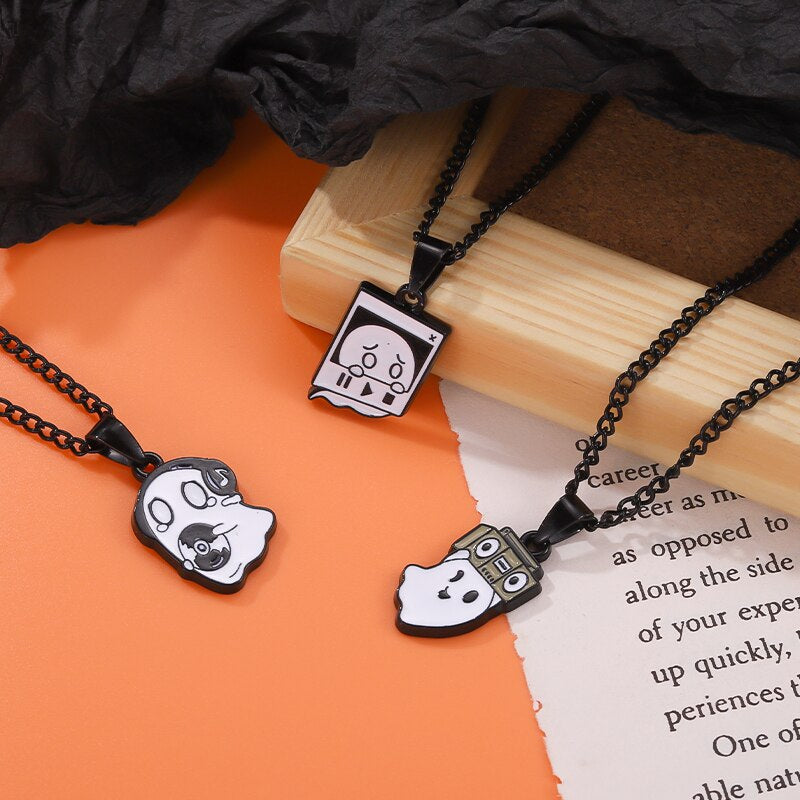 Cartoon Cute Pendent Necklace Ghost Boo Decorative Necklaces Halloween Party Clothes Jewelry Necklace Accessories for Friends