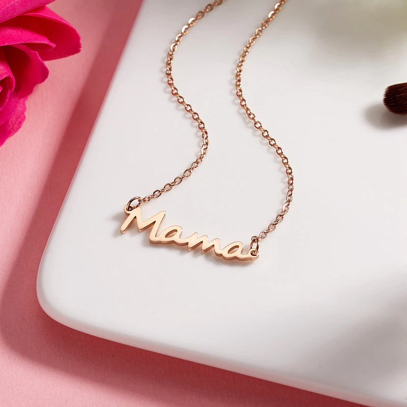 Mother'S Day Mama Letter Pendant Necklace for Women 3 Colors Mom Nameplate Clavicle Chain Choker Personality Jewelry New Gifts